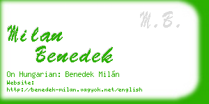 milan benedek business card