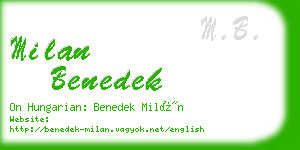 milan benedek business card